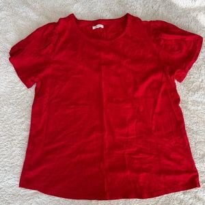 Red Flutter Sleeve top